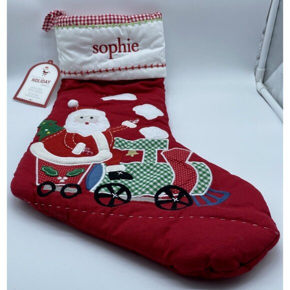 Pottery Barn Kids sophie Stocking Santa Train Christmas Holiday Xmas Quilted - Picture 12 of 12